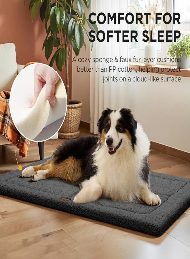 Joydeco Low Profile Dog Crate Mat Reversible Bed Pad, Washable Dog Pad Mat with Ultra Soft Fleece, Compact Design Kennel Beds Mats for Large Medium Small Pets, 35" x 23" Dark Gray - Image 2
